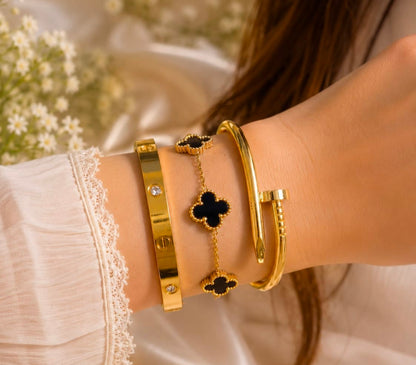 Luxury Gold Clover Bracelet Set
