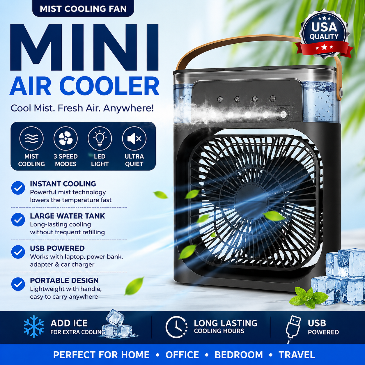Mist Cooling Fan - Mini Air Cooler