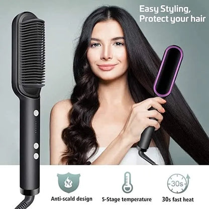 2-in-1 Ionic Hair Straightener Brush